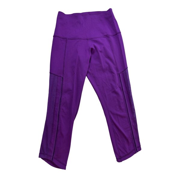 Lululemon Leggings Womens Size 6 Fuchsia Cropped High Rise Mesh Panels On Sides - Picture 10 of 12